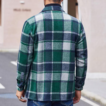 Men's Relaxed Fit Flannel Shirt | Vintage Check Pattern | Lapel Collar | Long Sleeve | Warm & Soft | Earthy Tones | Casual & Versatile | For Layering | Ideal for Fall & Winter |