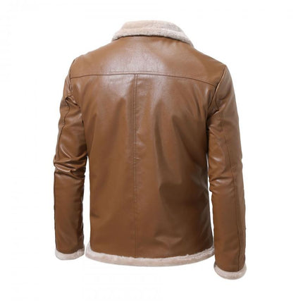 Men's Vintage Leather Jacket | Thick Warm Fur Lapel | Slim Fit | High-Quality Durable Leather | Zipper Closure | Functional Pockets | Versatile Colors | Stylish Design | Perfect for Layering | Winter Fashion