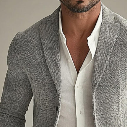 Men's Slim Lapel Jacket | Casual Retro Style | Solid Color | Blended Fabric | Long Sleeve | Regular Fit | For Spring, Autumn, Winter | Versatile & Stylish | Multiple Sizes Available | Gentleman's Fashion