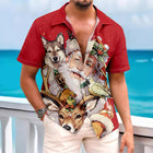Men's Christmas Santa Claus Shirt | Vintage Casual Lapel | Short Sleeve | Button Up | Blended Fabric | Regular Fit | All Seasons | Multi-size Available | Festive Holiday Wear