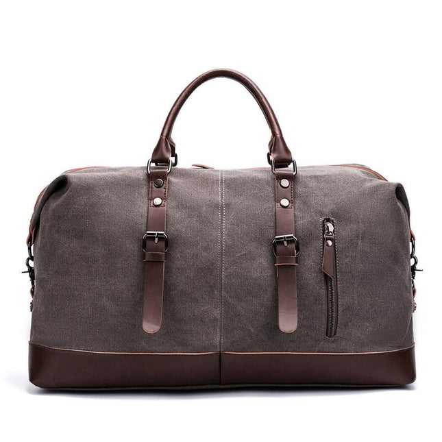 Men's Canvas Travel Duffle Bag | Casual Zipper Closure | Horizontal Square Shape | Plain Design