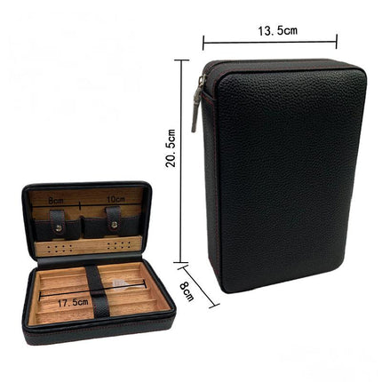 Men's Portable Cigar Humidor | Leather Travel Case with Built-in Humidity Control | Compact Luxury Storage for Cigars | Premium Quality | Secure Zipper | Stylish Design for Travel & Home | Ideal Gift for Cigar Lovers