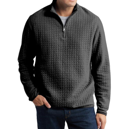 Men's Pullover Sweatshirt | Solid Color Plaid Jacquard | Loose Fit | Soft Fabric | Casual Style | Ribbed Hem & Cuffs | Crew Neck | Versatile Layering | Cozy Comfort | Perfect for Cool Weather | Stylish Texture