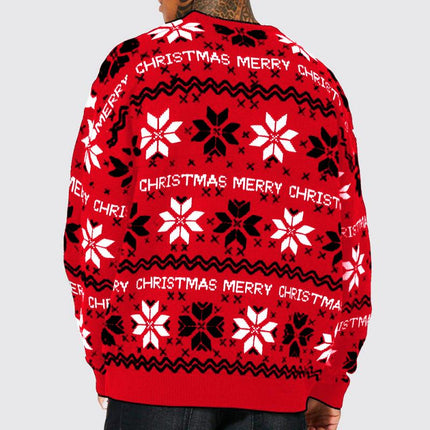 Men's Christmas Sweater | Jacquard Pattern | Crew Neck | Soft Knit Fabric | Festive Holiday Design | Casual Fit | Long Sleeves | Warm & Cozy | Versatile Winter Wear | Ideal for Holiday Parties