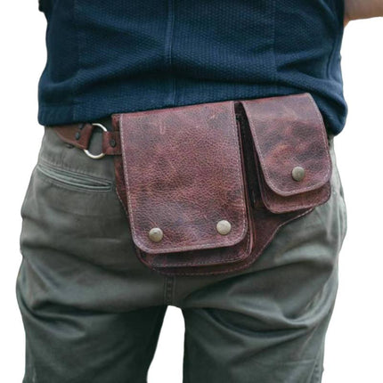 Men's PU Leather Vintage Shoulder Bag | Adjustable Strap | Compact Multi-Compartment | Casual Daypack | Secure Zippers | Lightweight Travel Bag