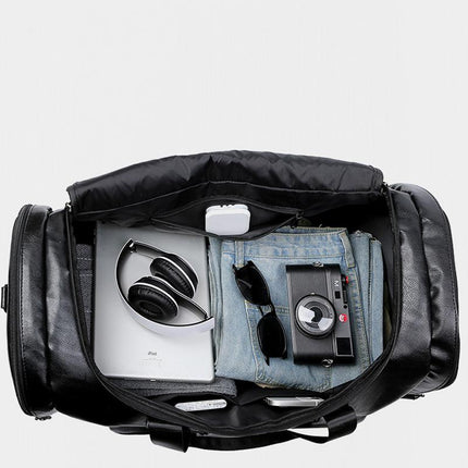 Men's Large Capacity Travel Duffle Bag | 32 Inch | PU Leather | Zipper Closure | Horizontal Square Shape | Plain Design