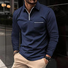 Men's Polo Shirt | Long Sleeve Lapel with Zipper | Solid Colors Breast Pocket | Versatile Casual and Semi-Formal Wear | Premium Comfortable Material