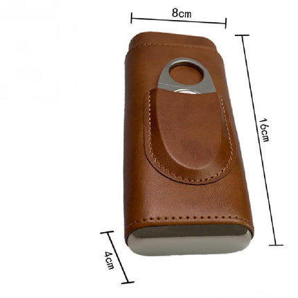Men's Leather Cigar Case | Travel Humidor | Portable Humidification | Premium Leather | Compact Design | Secure Storage | Accessory Holder | Zipper Closure | Soft Lining | Keeps Cigars Fresh & Protected