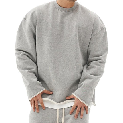Men's Loose Fit Sweatshirt | 100% Cotton | Solid Color Pullover | Long Sleeve | Crew Neck | Casual Basic Street Style | Eco-Friendly | Fall Winter Spring | Breathable Soft | Classic Comfortable Activewear