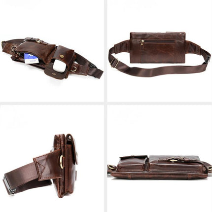 Men's Leather Waist Bag | Genuine Leather Messenger Bag | Adjustable Straps | Multiple Compartments | Durable Travel Accessory | Stylish Crossbody Bag for Men | Secure Closure | Compact & Lightweight