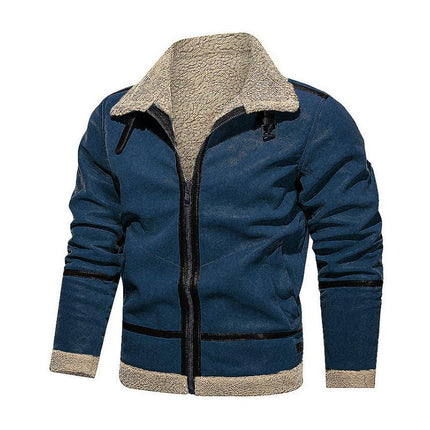 Men's Vintage Suede Jacket | Lambswool Lined | Warm Lapel | Loose Fit | Zipper Closure | Functional Pockets | Casual Winter Outerwear | Insulated Warmth | Rugged Style | Fall & Winter Coat