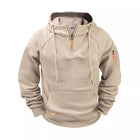 Men's Relaxed Fit Zip-Up Hoodie | Solid Color Cotton-Blend Sweatshirt | Raglan Sleeves with Adjustable Hood | Fleece Lined | Casual Hip-Length Design for Layering | Versatile Spring & Fall Outerwear