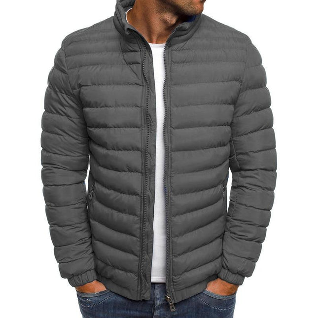 Men's Slim Fit Padded Jacket | Stand Collar | Long Sleeve | Warm Thermal Insulation | Wind-Resistant | Casual Urban Style | Lightweight Design | Multiple Secure Pockets | Easy Care | Available in Multiple Colors & Sizes