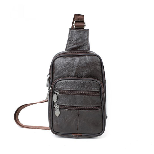 Men's Vintage Leather Crossbody Bag | Casual Zipper Messenger | Premium Leather | Adjustable Strap | Spacious Compartment | Secure Closures | Multiple Pockets | Compact | Lightweight | Versatile | Timeless Design