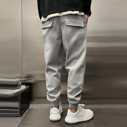 Men's Plush Polyester Casual Sports Pants | Elastic Waist with Drawstring | Loose Fit with Side/Back Pockets | Durable and Comfortable for Sports & Activities | Machine Washable