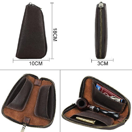 Men's Tobacco Leather Storage Bag | Multifunctional Portable Organizer | Premium Leather | Spacious Compartments | Multiple Pockets | Compact Travel Design | Stylish Smoking Accessories Holder