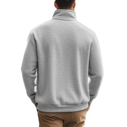 Men's Casual Sweatshirt | Zipper Stand Collar | Solid Color | Versatile Design | Comfortable Fit | Hip-Length | Soft Breathable Fabric | High-Quality Cotton Polyester Blend | Classic Shades | Machine Washable