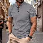 Men's Slim Fit Waffle T-Shirt | Stand Collar | Casual Short Sleeve | Soft Comfortable Fabric | Versatile Colors | Easy Care | Durable Stitching | Lightweight | Perfect for Layering