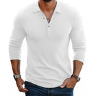 Men's Lapel Slim Fit Long Sleeve Polo Shirt | Cotton Blend | Casual & Semi-Formal | Breathable Fabric | Classic Polo Details | Ribbed Cuffs | Machine Washable | Versatile Styling | Premium Quality