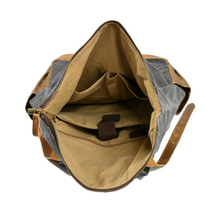Men's Waterproof Canvas Backpack | Vintage Style | Contrast Design | Multi-Pocket | Weather-Resistant | Urban Outdoor Bag | Comfortable Fit | Durable Straps | Casual Daypack | Ideal for Travel | Men's Adventure Backpack