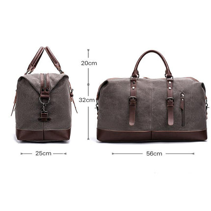 Men's Canvas Travel Duffle Bag | Casual Zipper Closure | Horizontal Square Shape | Plain Design