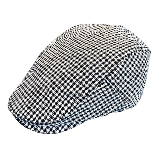 Men's Elegant Vintage Houndstooth Beret | Classic British Style | Premium Comfortable Fabric | Timeless Pattern | Sophisticated Fashion Accessory | Versatile Fit for Casual & Formal Outfits