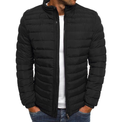 Men's Slim Fit Padded Jacket | Stand Collar | Long Sleeve | Warm Thermal Insulation | Wind-Resistant | Casual Urban Style | Lightweight Design | Multiple Secure Pockets | Easy Care | Available in Multiple Colors & Sizes