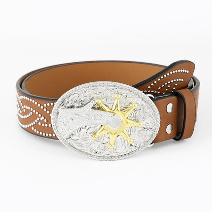 Men's Leather Belt | Vintage Western Cowboy Style | Carved Punk Design | High-Quality Leather | Intricate Patterns | Bold Punk Influence | Adjustable Fit | Classic Western Buckle | Durable Accessories