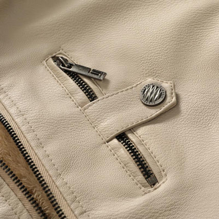 Men's Hooded Leather Jacket | Vintage Look | Fleece Lined | Slim Fit | Warm Casual Outerwear | Zip-Up Closure | Durable Leather | Wind-Resistant | Multiple Pockets | Versatile Style