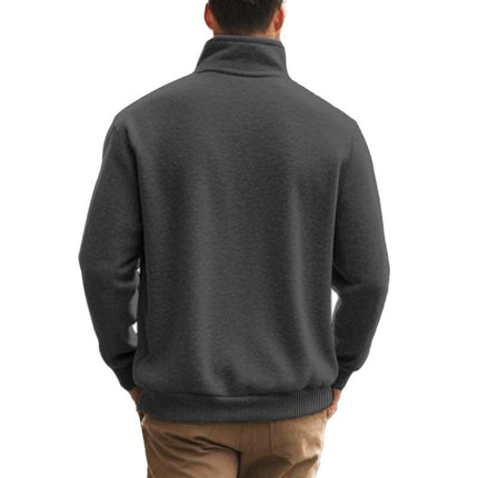 Men's Casual Sweatshirt | Zipper Stand Collar | Solid Color | Versatile Design | Comfortable Fit | Hip-Length | Soft Breathable Fabric | High-Quality Cotton Polyester Blend | Classic Shades | Machine Washable