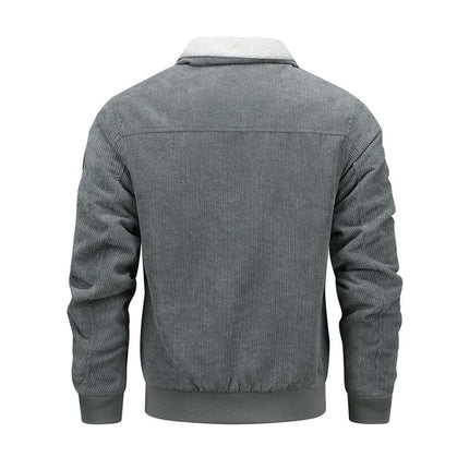 Men's Jacket | Casual Lapel Corduroy | Thickened Lambswool Lining | Multi-Pocket Zipper | Warm & Durable Outerwear | Classic Style | Versatile & Wind-Resistant | Ideal for Cold Weather