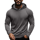 Men's Hooded Long Sleeve T-Shirt | Casual Solid Color | Relaxed Fit | Soft Cotton Blend | Pullover Style | Versatile Layering | Everyday Wear | Comfortable Hip-Length | Breathable Fabric