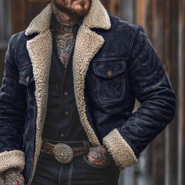 Men's Vintage Suede Jacket | Lambswool Lining Warmth | Winter Outerwear | Classic Collar | Premium Quality | Full-Length Sleeves | Rugged Style | Versatile Fit | Ideal Cold-Weather Wear | Cozy Insulation