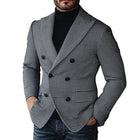 Men's Vintage Houndstooth Blazer | Double Breasted Wool Blend | Tailored Fit Formal Outerwear | Notched Lapel Collar | Classic Pattern | Full-Length Sleeves | Ideal for Fall & Winter | Sophisticated Style