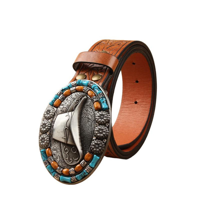 Men's Vintage Western Cowboy Belt | Intricate Design | Premium Materials | Adjustable Fit | Decorative Buckle | Versatile for Casual & Formal Wear