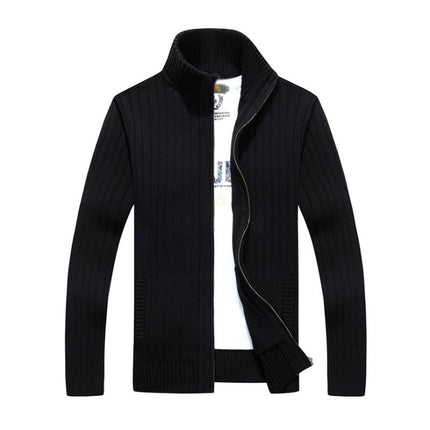 Men's Slim Fit Knit Cardigan | Stand Collar | Zipper Front | Casual Layering | Ribbed Cuffs & Hem | Breathable Fabric | Versatile Styling | With Pockets | Lightweight & Durable | Modern Minimalist Design