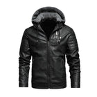 Men's Hooded Leather Jacket | Vintage Look | Fleece Lined | Slim Fit | Warm Casual Outerwear | Zip-Up Closure | Durable Leather | Wind-Resistant | Multiple Pockets | Versatile Style