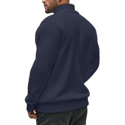 Men's Casual Sweatshirt | Zipper Stand Collar | Solid Color | Versatile Design | Comfortable Fit | Hip-Length | Soft Breathable Fabric | High-Quality Cotton Polyester Blend | Classic Shades | Machine Washable