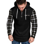 Men's Hoodie | Casual Checkered Color Block | Button-Up Design | Long Sleeve | Soft Cotton Blend | Adjustable Hood | Functional Pockets | Hip-Length | Comfortable Fit | Stylish Layering | Ideal for Fall & Spring