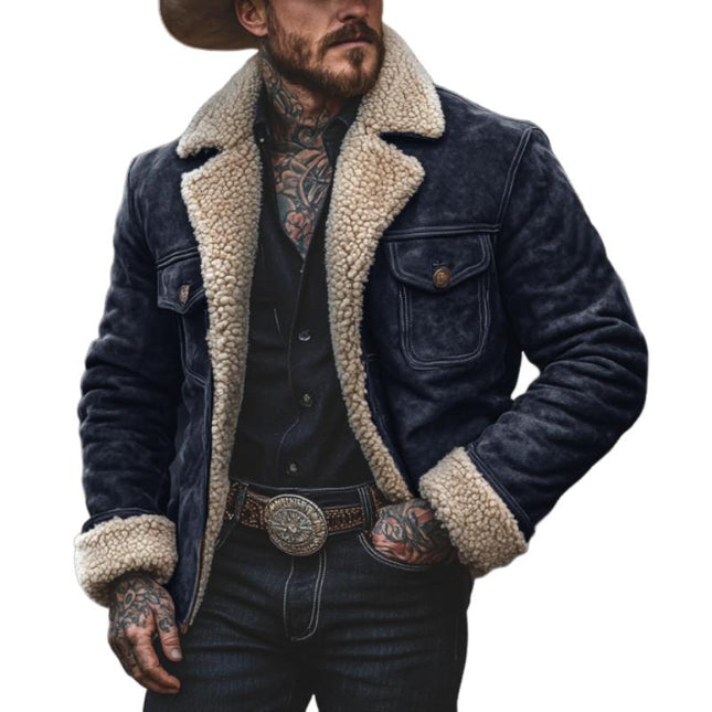 Men's Vintage Suede Jacket | Lambswool Lining Warmth | Winter Outerwear | Classic Collar | Premium Quality | Full-Length Sleeves | Rugged Style | Versatile Fit | Ideal Cold-Weather Wear | Cozy Insulation