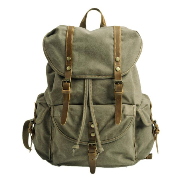 Men's Retro Outdoor Backpack | Large Capacity Canvas Bag | Multi-Pocket Design | Durable Travel Rucksack | Vintage Style Daypack | Adjustable Padded Straps | Rugged Adventure Gear
