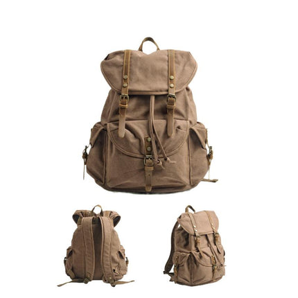 Men's Retro Outdoor Backpack | Large Capacity Canvas Bag | Multi-Pocket Design | Durable Travel Rucksack | Vintage Style Daypack | Adjustable Padded Straps | Rugged Adventure Gear