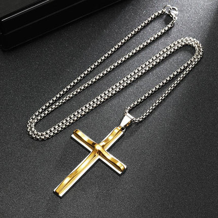 Vintage Inspired Wave Cross Pendant Necklace | Casual Fashion Jewelry | Unique Design | Trendy Accessories | Gifts for Him & Her