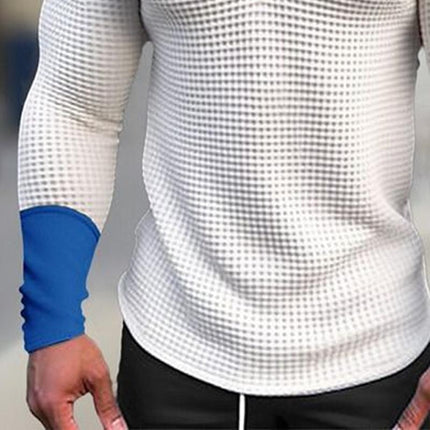 Men's Colorblock Waffle Knit Hooded Sweatshirt | Raglan Sleeves | Casual Regular Fit | Warm & Stylish | Ideal for Lounging & Workouts | Machine Washable