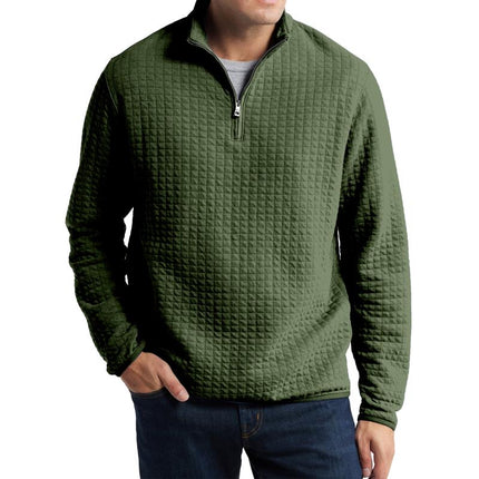 Men's Pullover Sweatshirt | Solid Color Plaid Jacquard | Loose Fit | Soft Fabric | Casual Style | Ribbed Hem & Cuffs | Crew Neck | Versatile Layering | Cozy Comfort | Perfect for Cool Weather | Stylish Texture