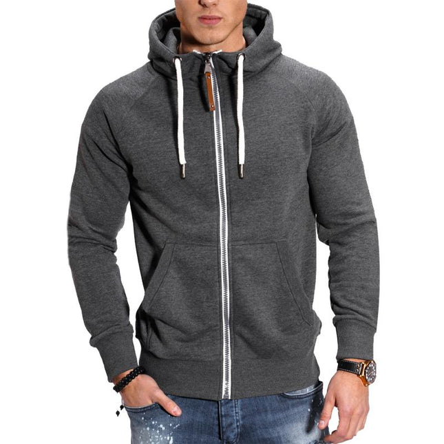 Men's Hooded Jacket | Raglan Sleeves | Full Zipper | Cotton Blend Fabric | Casual & Sporty Style | Two Front Pockets | Multiple Colors | Comfortable Fit | Outdoor & Casual Activities