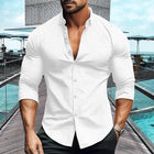 Men's Waffle Texture Shirt | Solid Color | Lapel Collar | Long Sleeve | Button Up | Casual & Semi-Formal | Premium Fabric | Classic Design | Versatile Fit | Multiple Sizes | Layering Essential