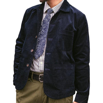Men's Retro Corduroy Jacket | Lapel Collar | Single Breasted Closure | Premium Soft Durable Fabric | Casual Fashion Outerwear | Timeless Design | Sophisticated Versatile Coat for All Occasions
