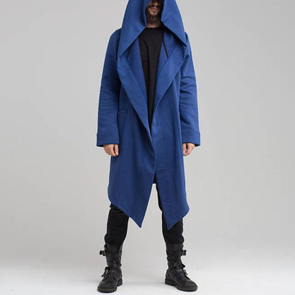 Men's Hooded Cardigan | Solid Color | Mid-Length | Loose Fit | Long Sleeve | Quality Fabric | Casual Outerwear | Front Pockets | Stylish Layering | Comfortable and Durable | Trendy Design | Versatile Wardrobe Essential