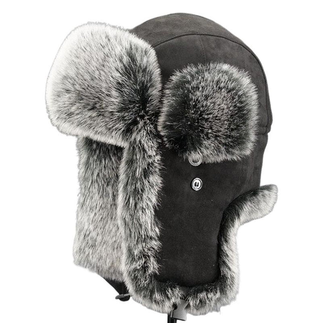 Men's Winter Hat | Suede Earmuffs | Thick Warm Fleece Lining | Classic Black & Khaki | Adjustable One Size | Cozy & Stylish Cold Weather Accessory